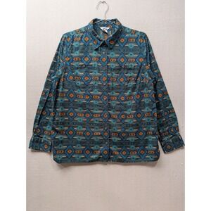 Duluth Free Swingin Flannel Shirt Women's L Long Sleeve Button Up Aztec Garden